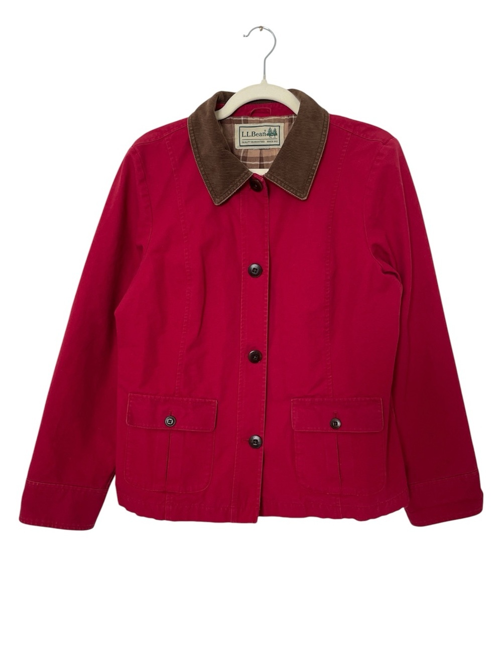 Vintage LL Bean Red Barn Coat Chore Jacket Canvas Blanket Lined Flannel Corduroy